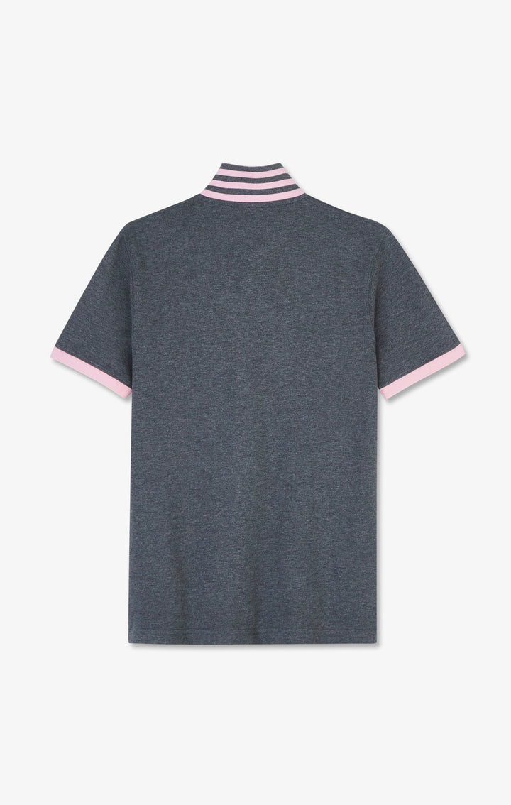 Polo gris en coton pima avec détails contrastés