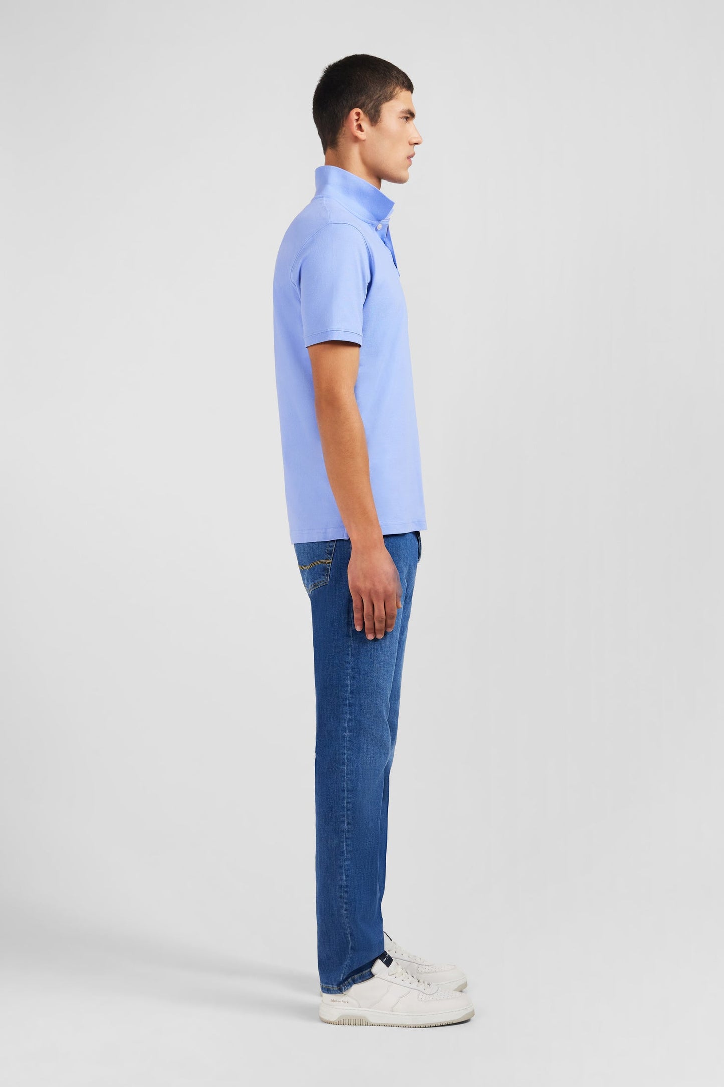 Polo bleu en coton pima stretch - Image 6