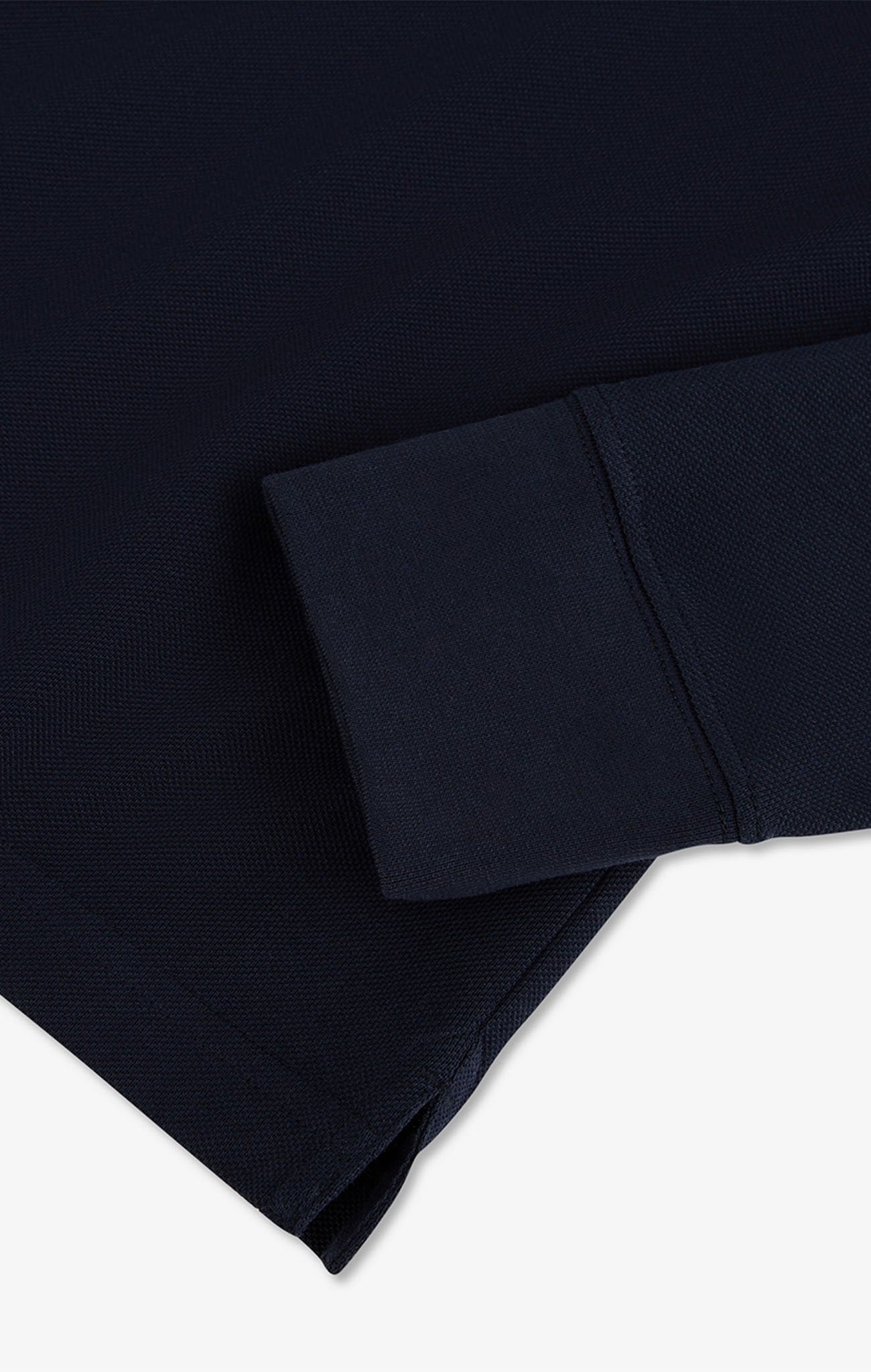 Polo manches longues bleu marine en coton avec col contrasté - Image 9