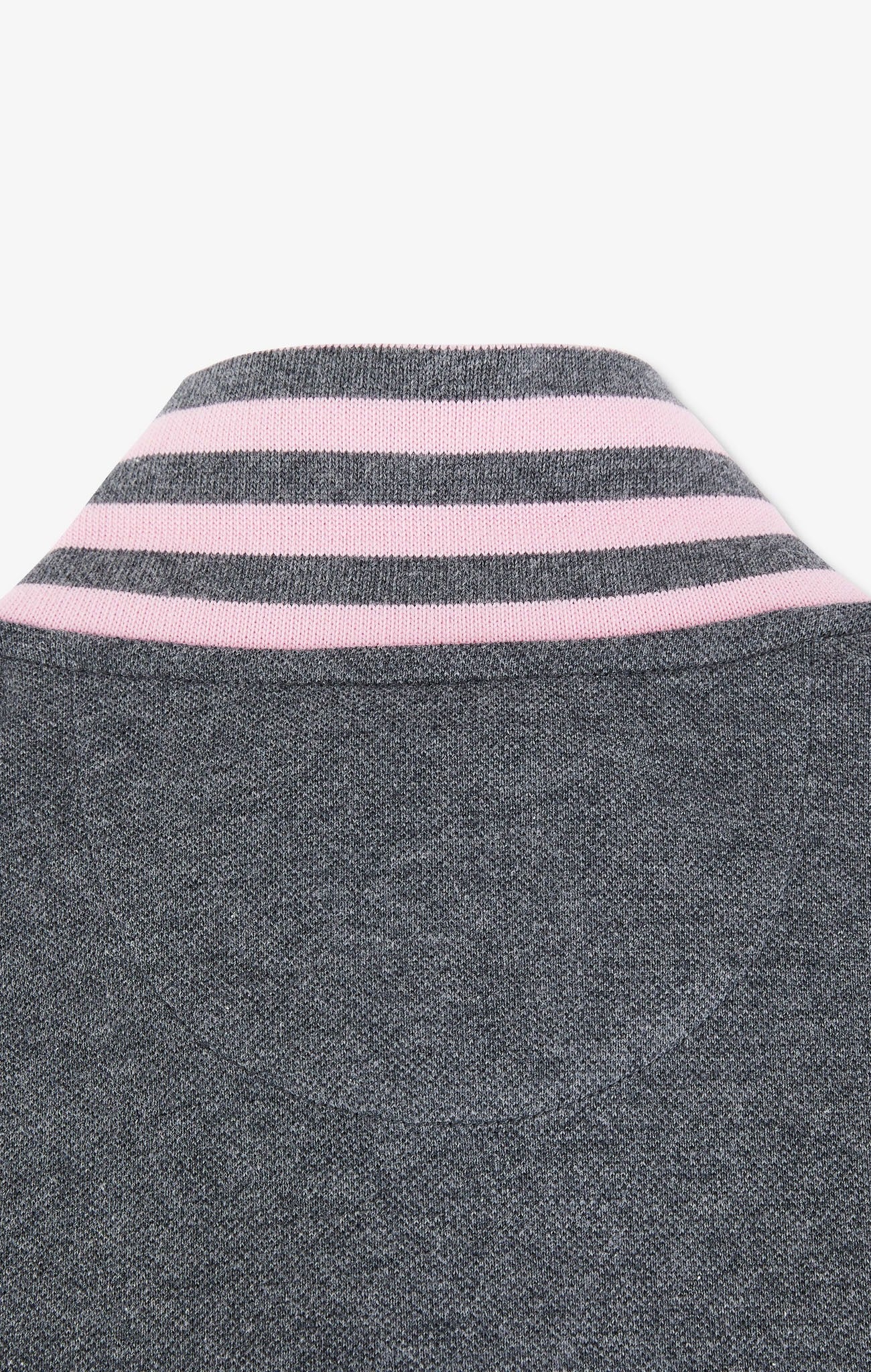 Polo manches longues gris en coton avec col contrasté - Image 6