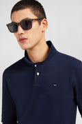 Navy blue cotton polo with contrasting neck