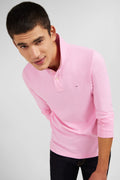 Pink cotton polo with contrasting neck