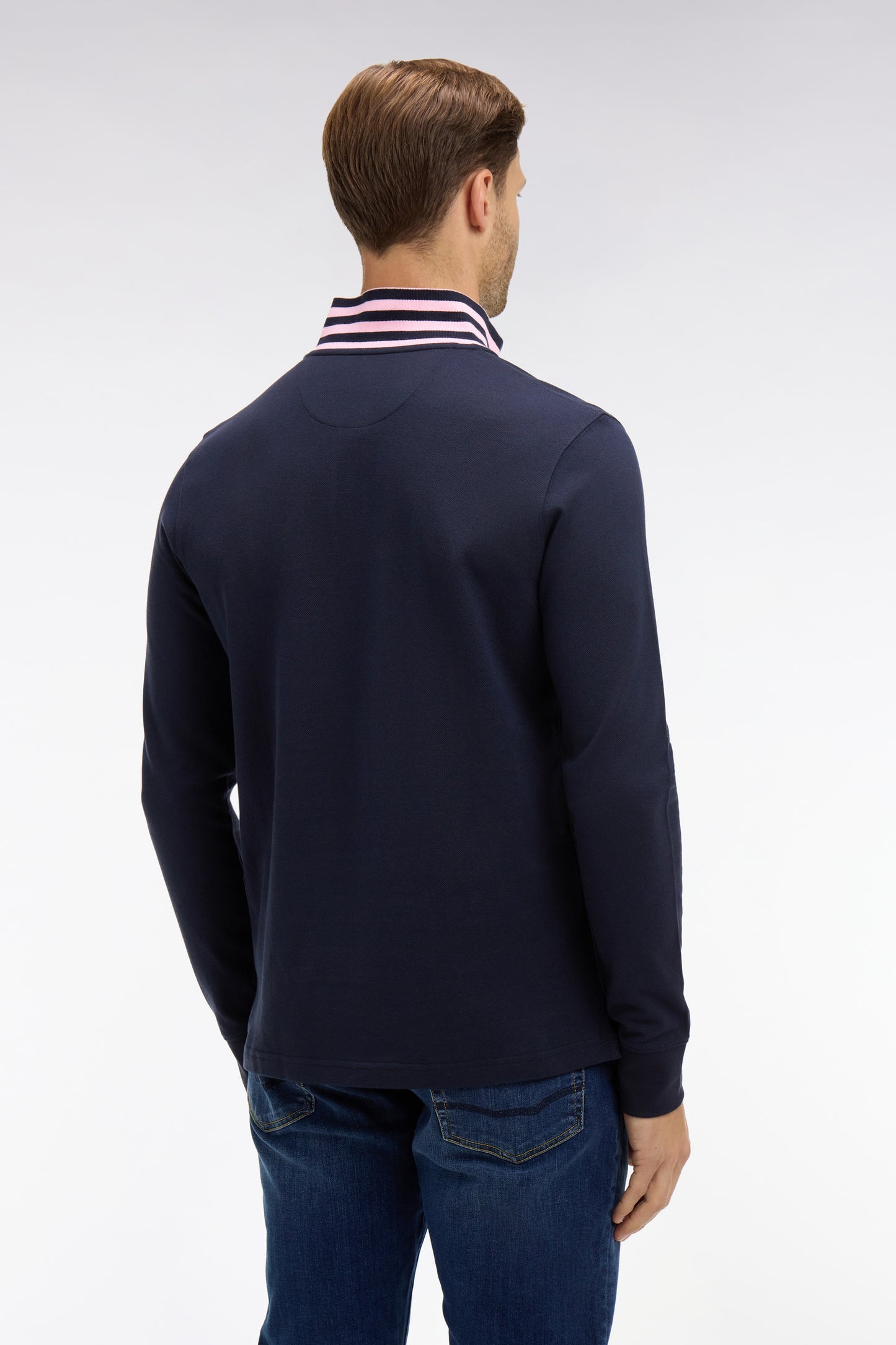 Navy cotton polo with contrasting neck