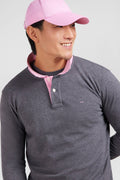 Grey cotton polo with contrasting neck