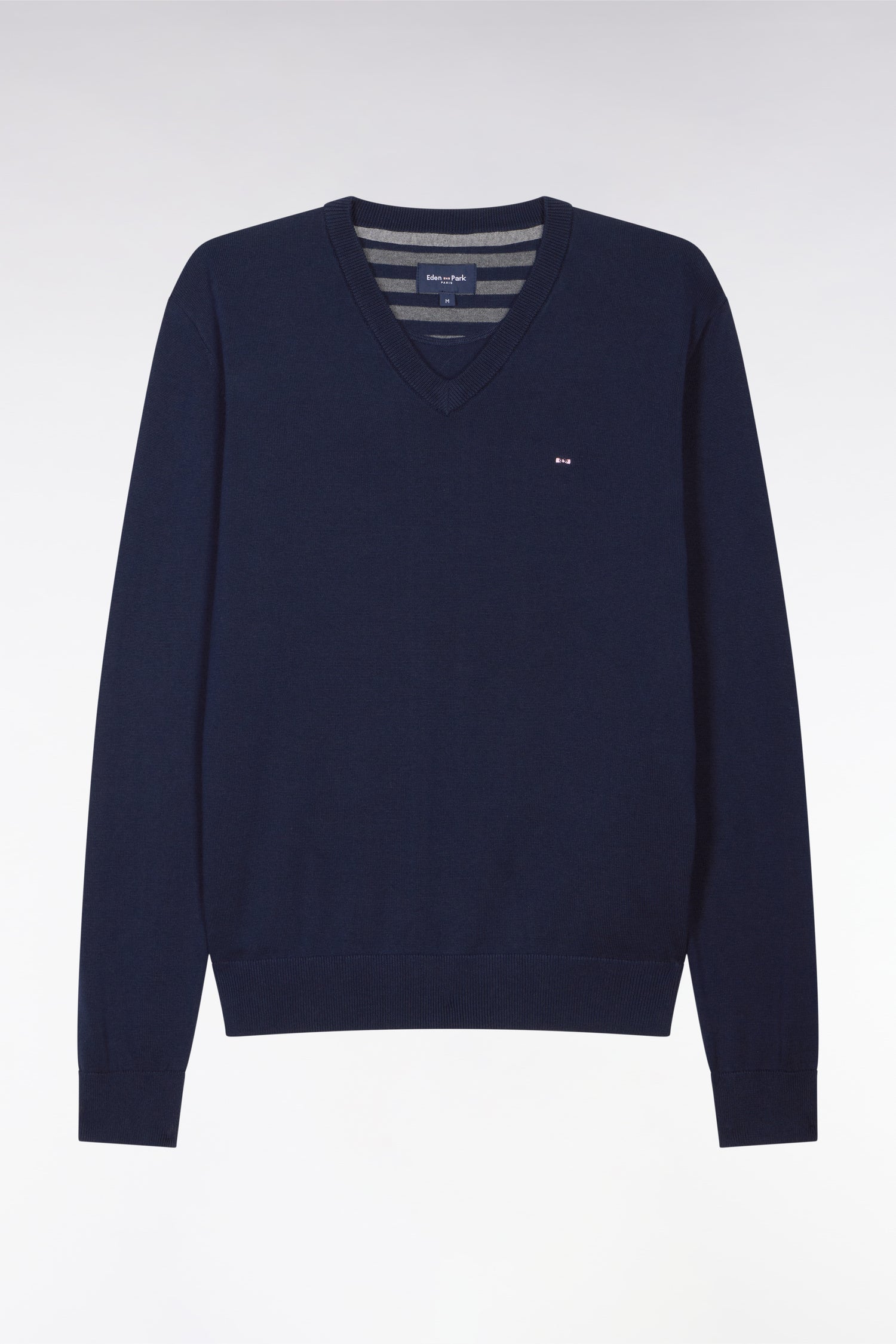 『TEN Vneck COTTON KNIT NAVY L』 Navy blue cotton V-neck sweater – Eden Park
