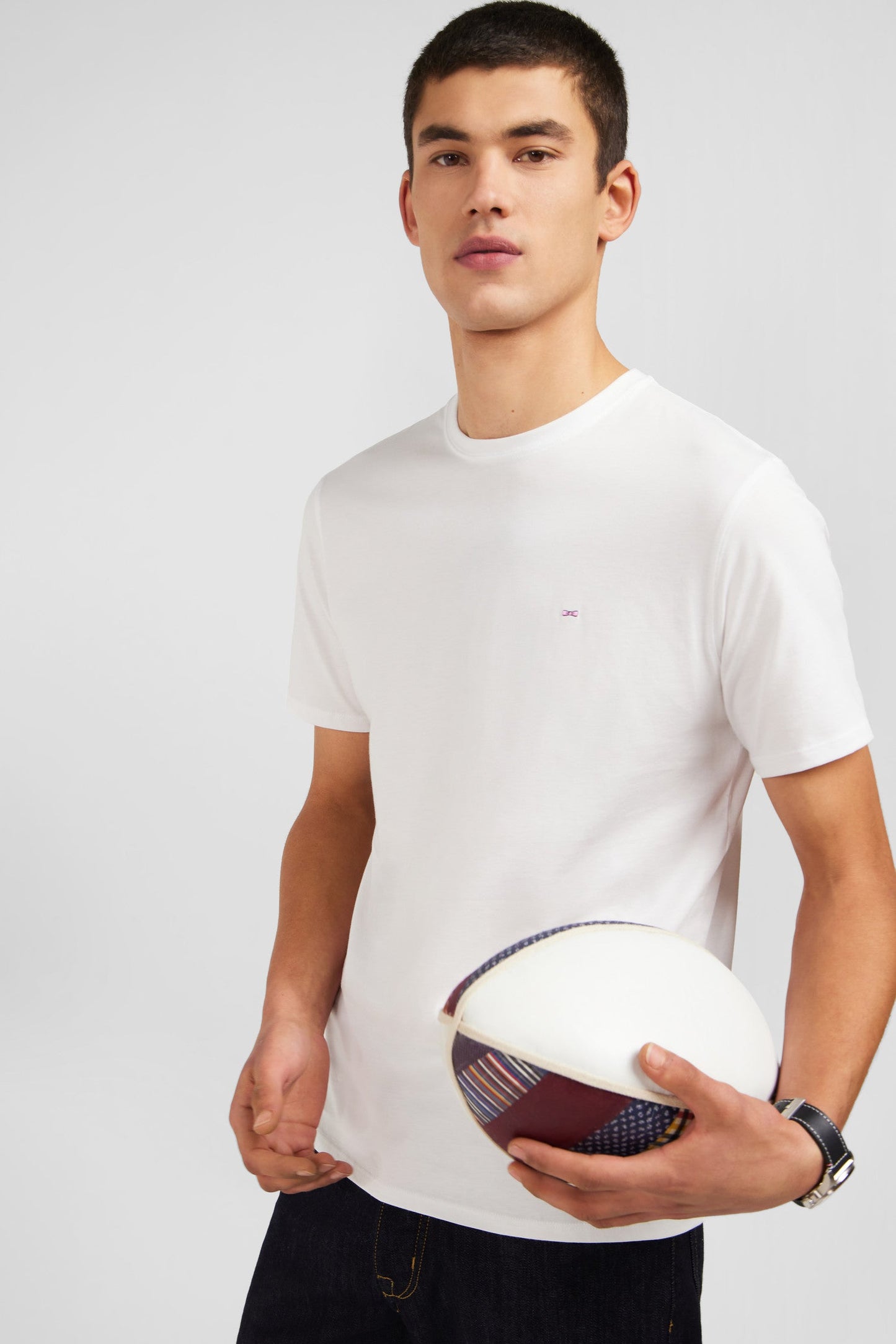 T-shirt blanc col rond à manches courtes - Image 4
