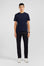 Crew neck navy blue pima cotton t-shirt