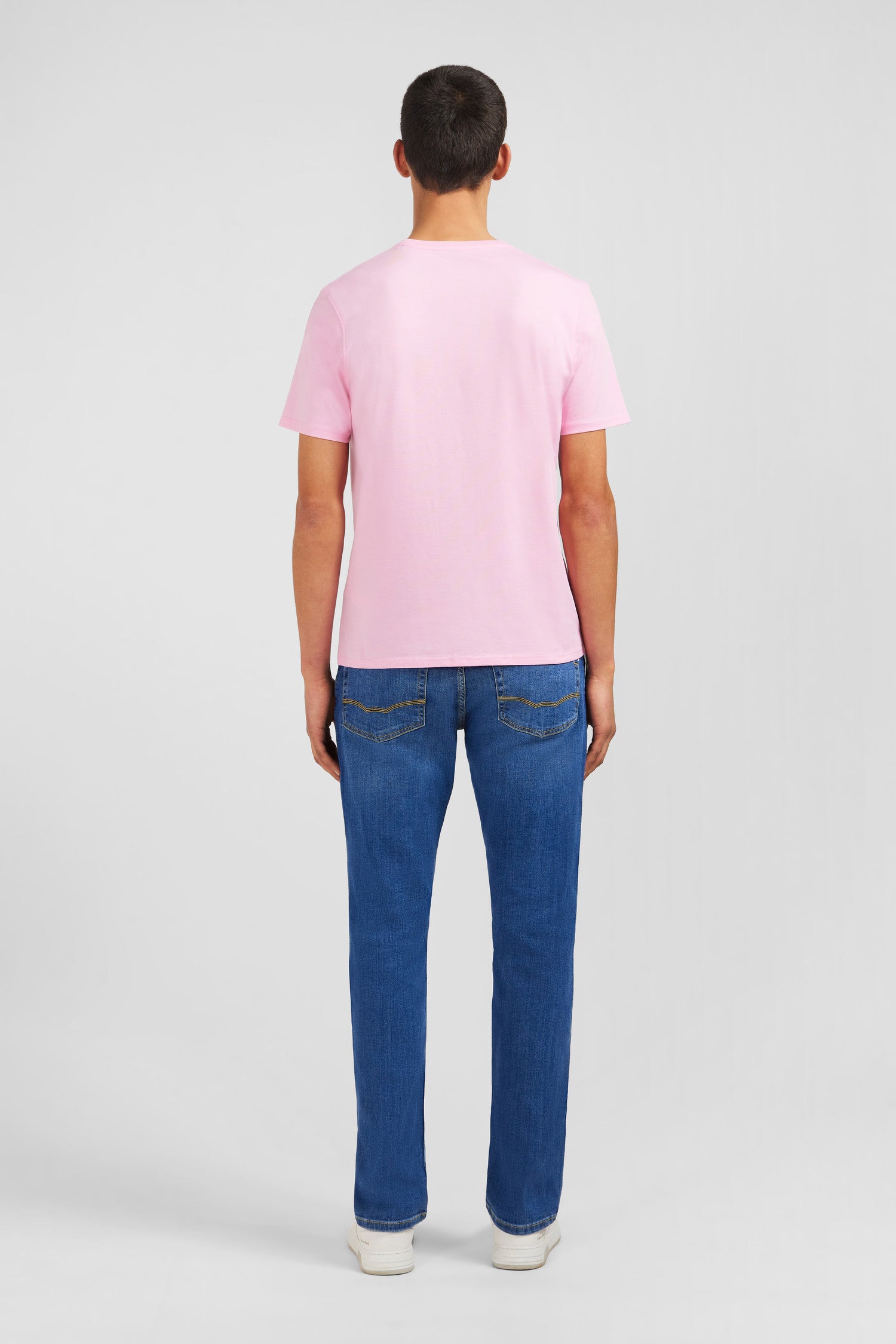 T-shirt rose col rond à manches courtes