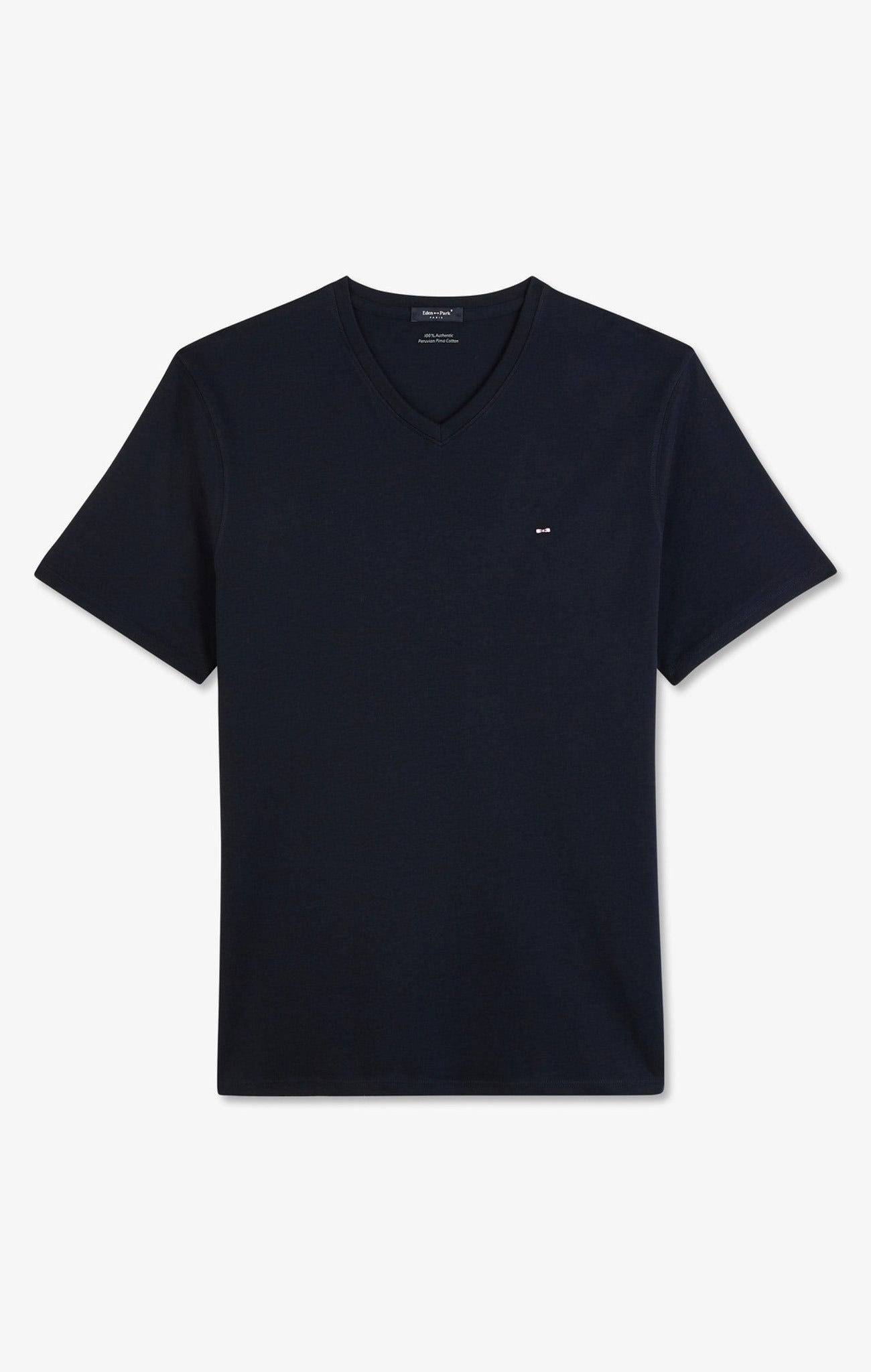 T-shirt bleu marine col V à manches courtes - Image 5