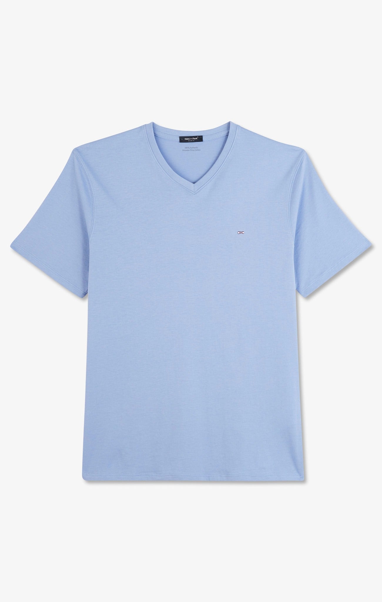 T-shirt bleu col V à manches courtes - Image 2