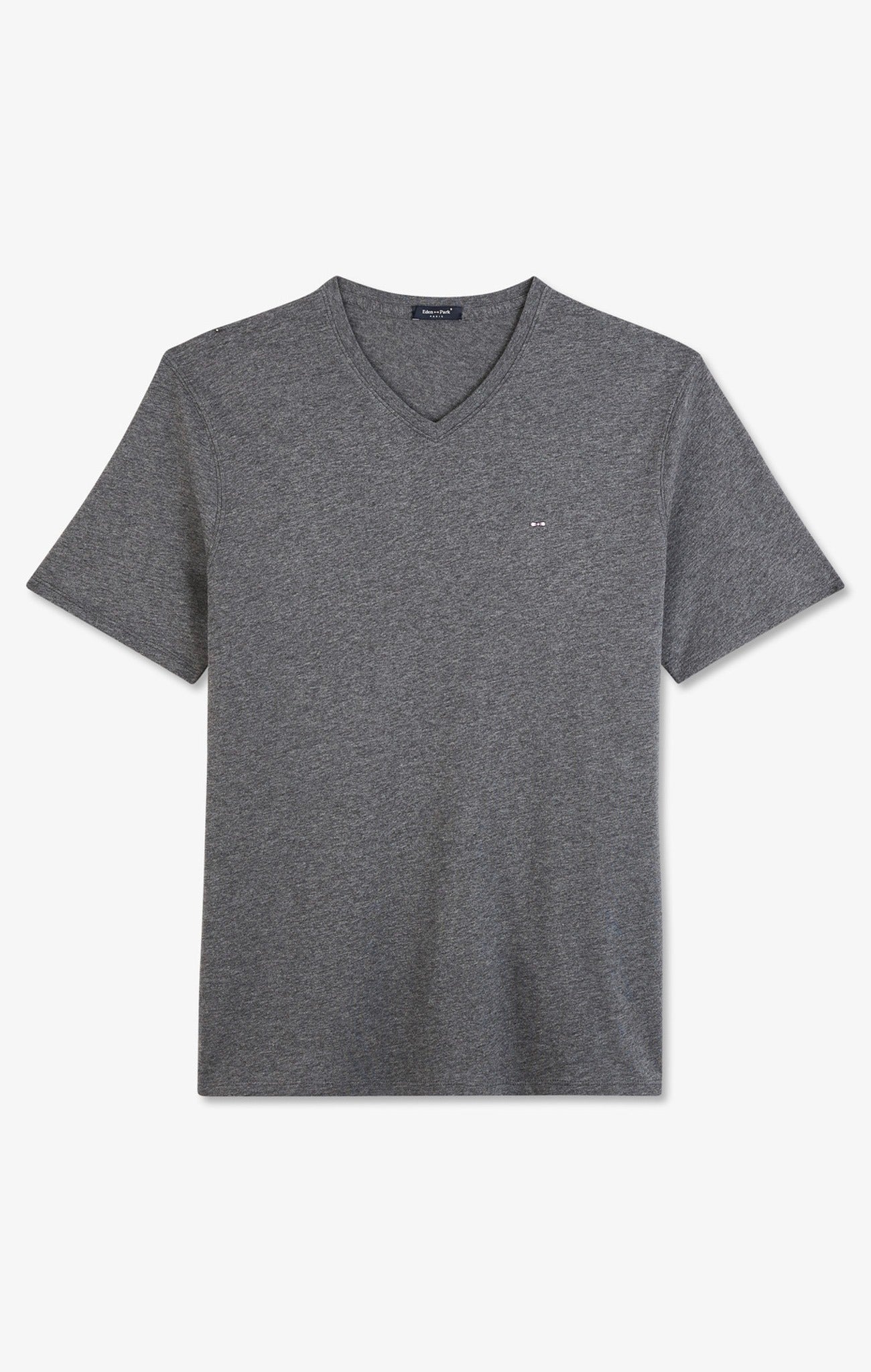 T-shirt gris col V à manches courtes - Image 2