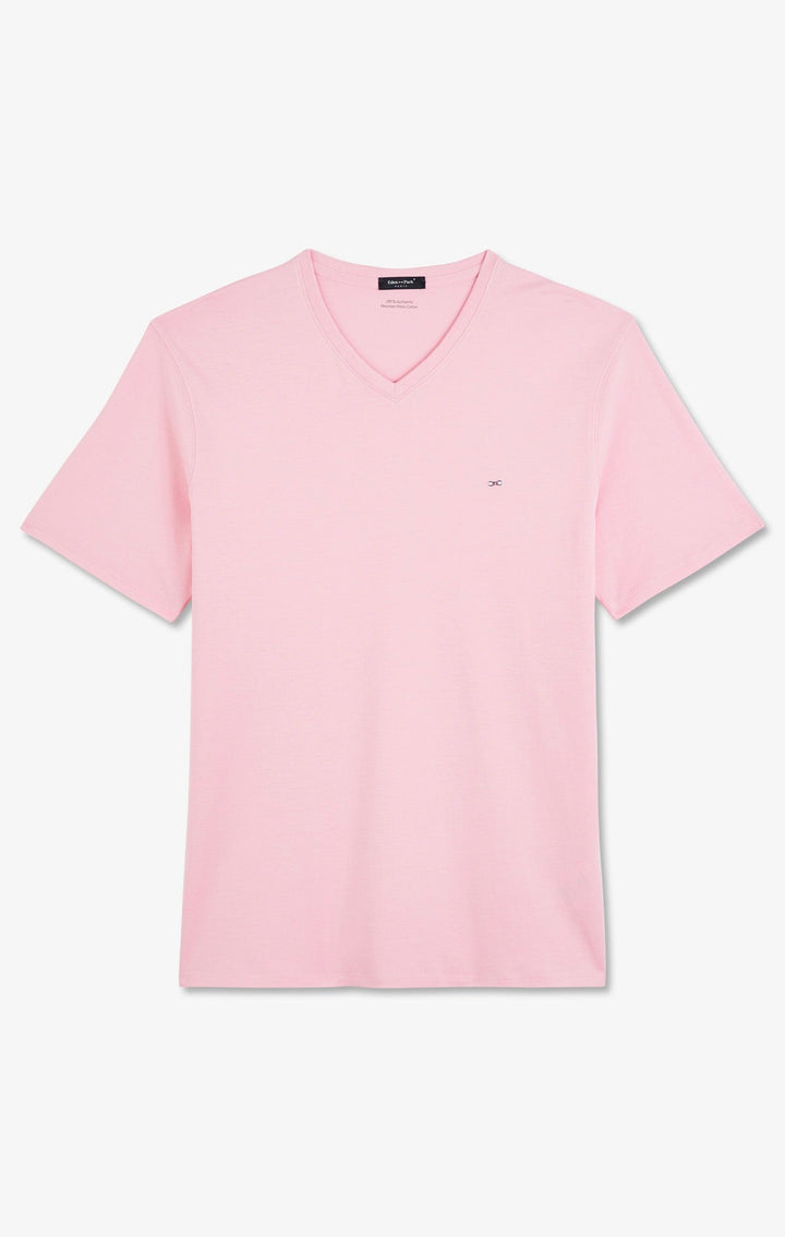 T-shirt rose col V à manches courtes alt view