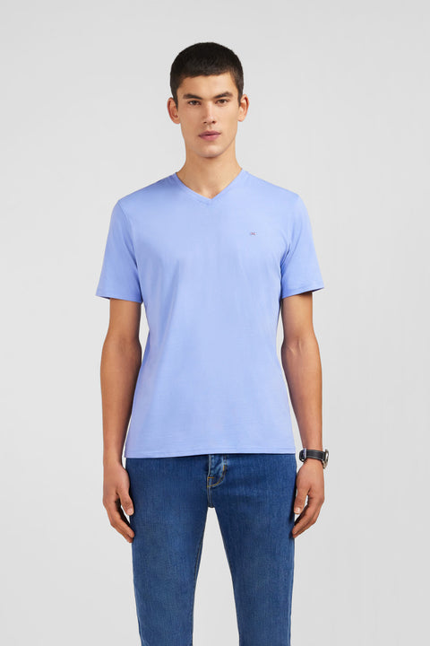 V-neck blue light pima cotton t-shirt - Image 1