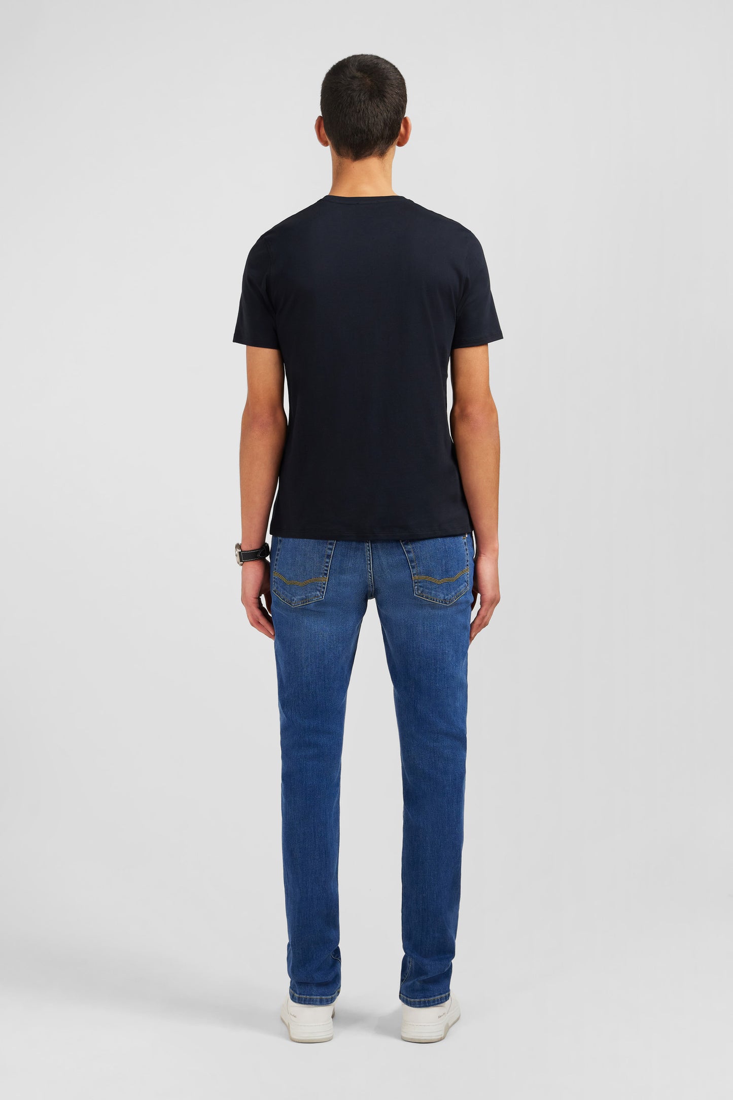 V-neck black light pima cotton t-shirt