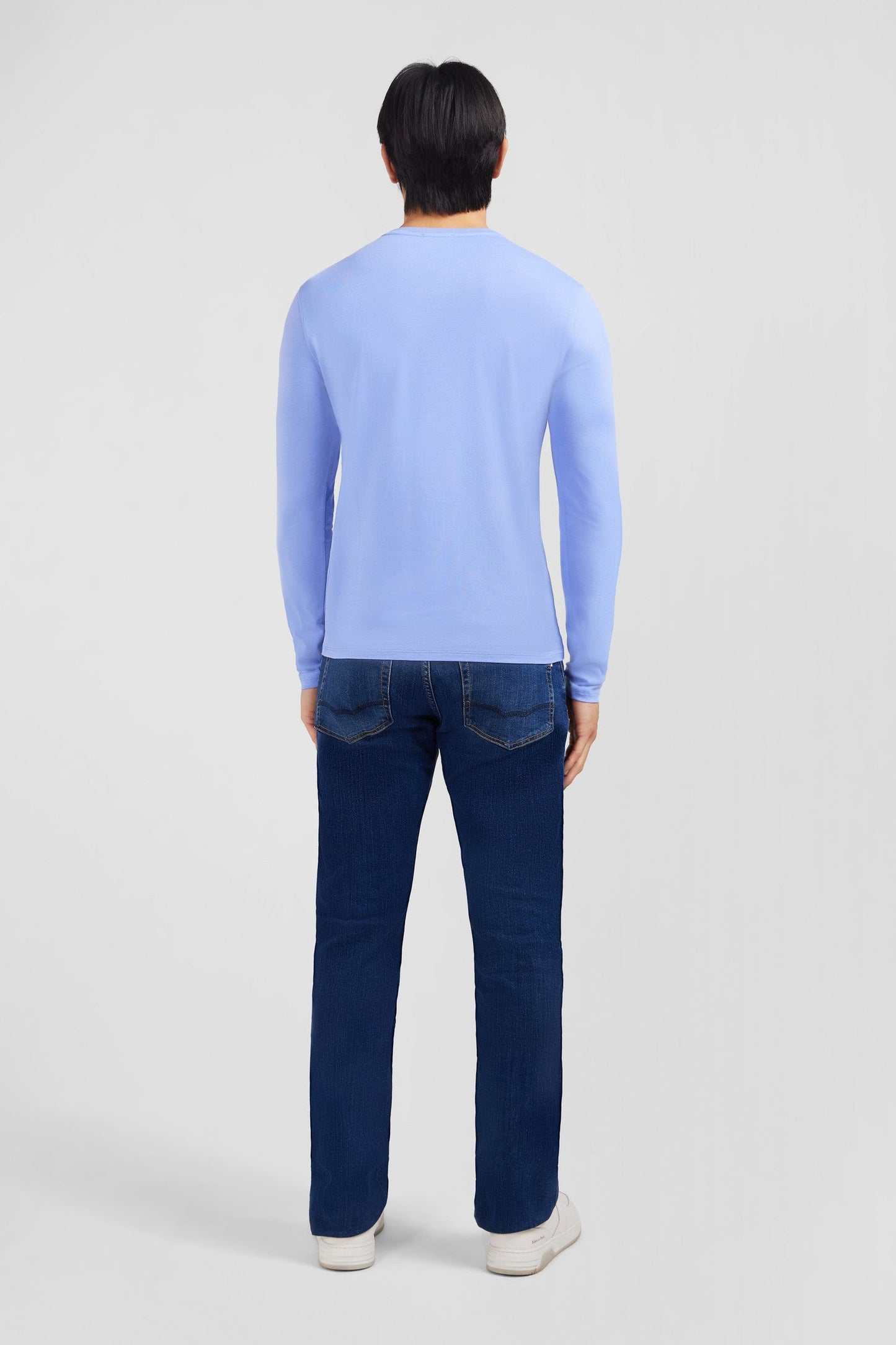 T-shirt bleu col rond à manches longues - Image 3
