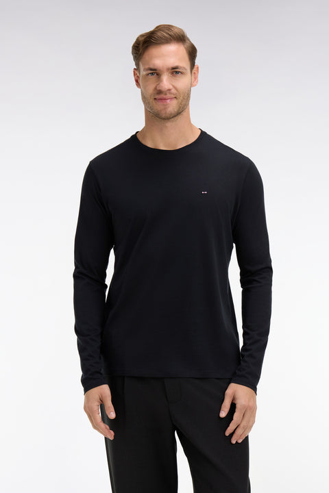 Long sleeved black cotton t-shirt - Image 3