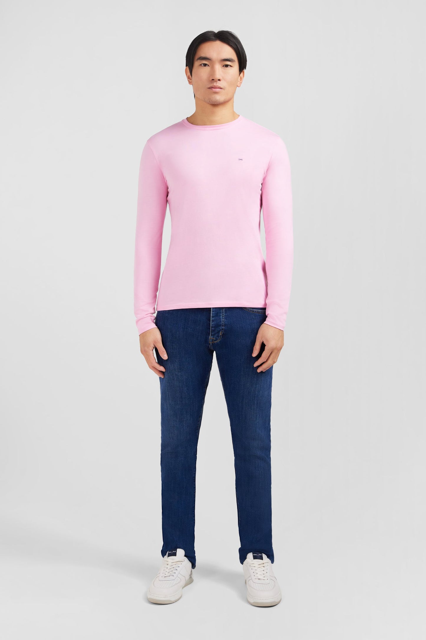 T-shirt rose col rond à manches longues - Image 1