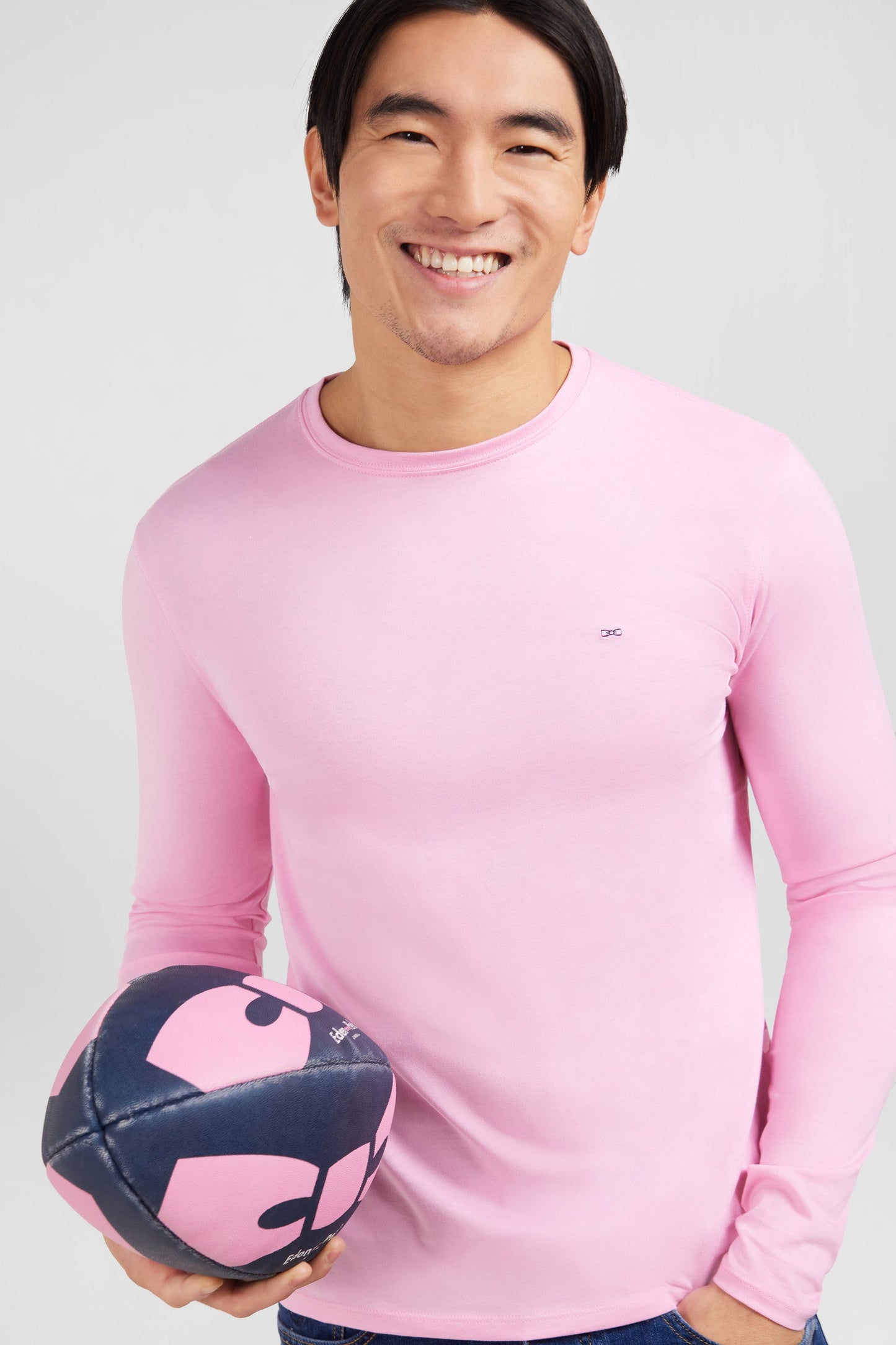 T-shirt rose col rond à manches longues - Image 4