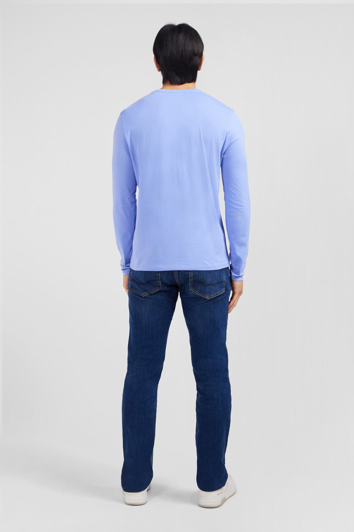 T-shirt bleu col V à manches longues - Image 3