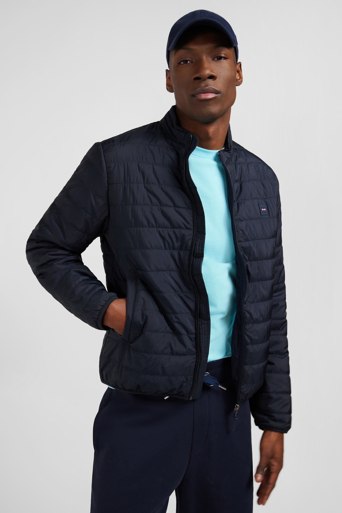 Lightweight, long-sleeved puffa jacket in dark blue