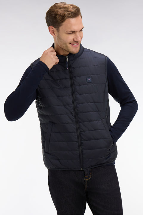 Navy blue sleeveless puffa jacket - Image 1