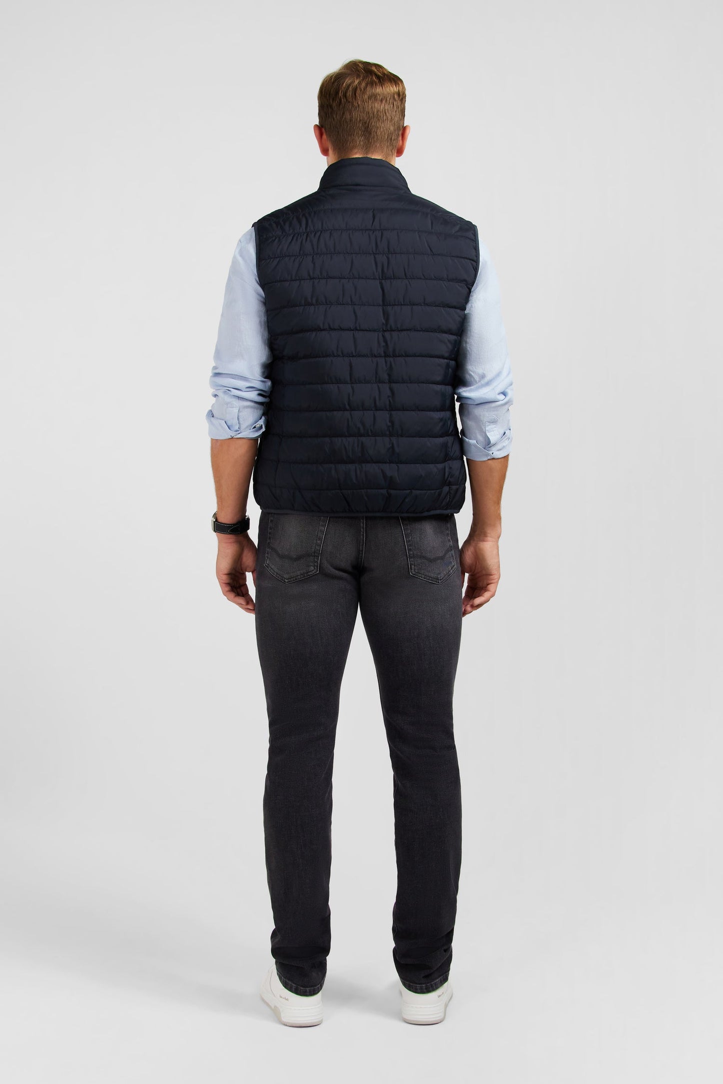 Navy blue sleeveless puffa jacket - Image 6