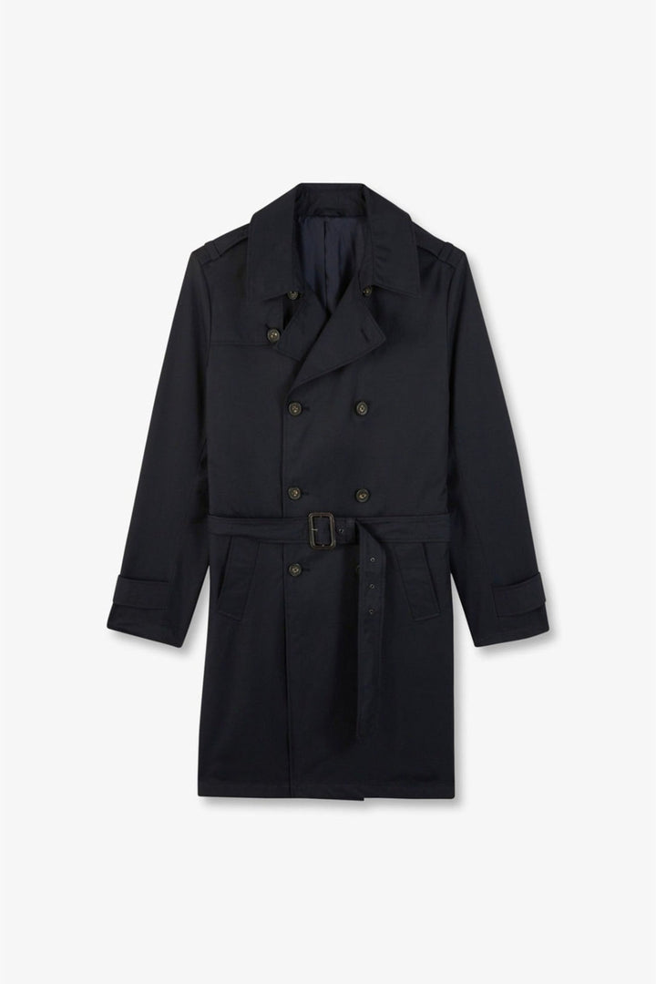 Navy blue waterproof trench coat