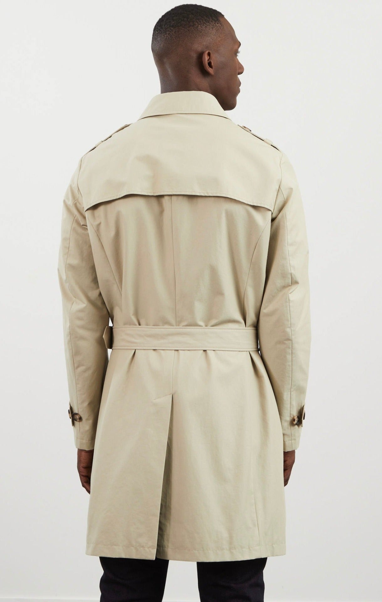 Beige water-repellent trench coat