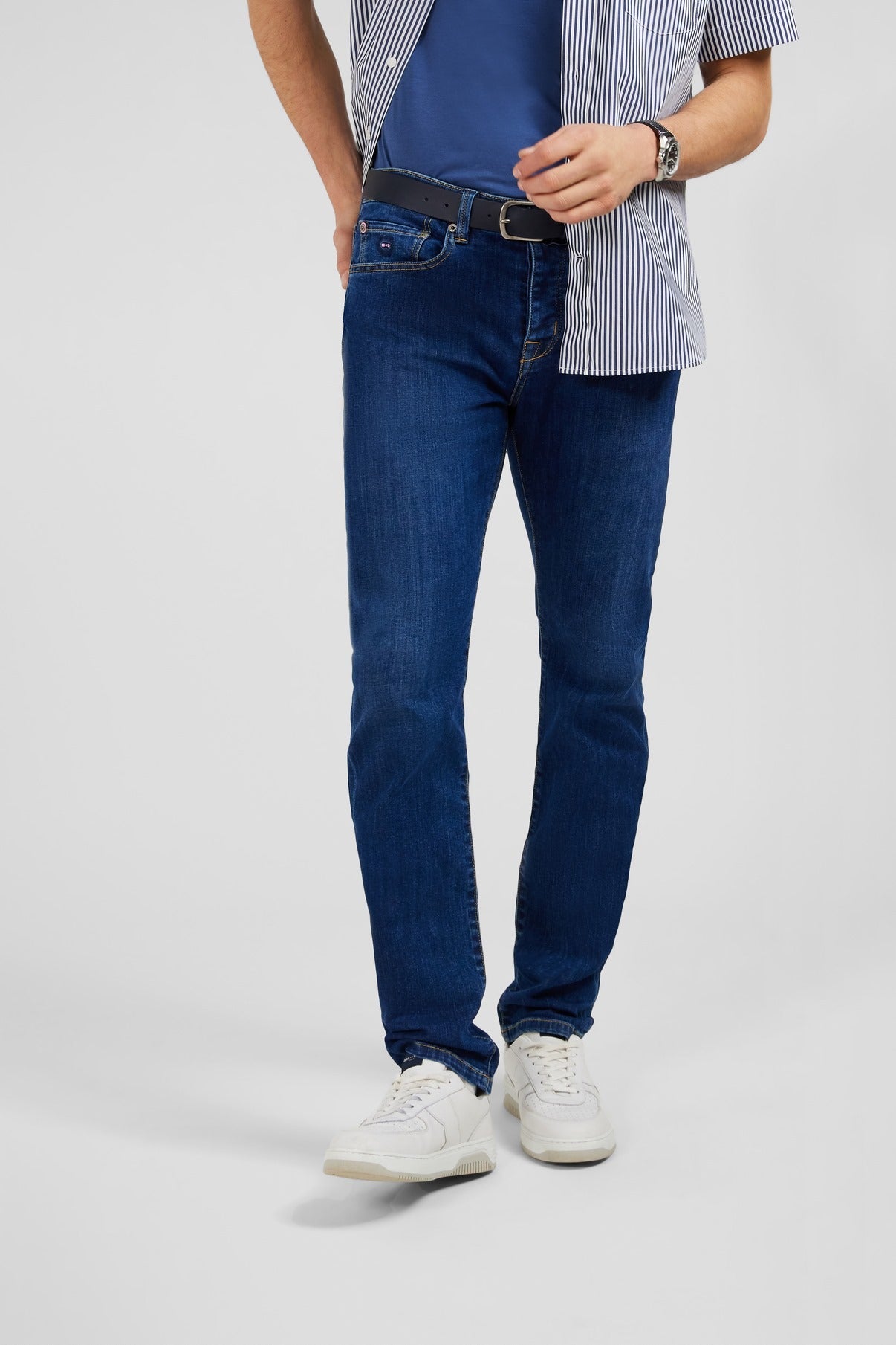 Jean slim bleu en coton extensible