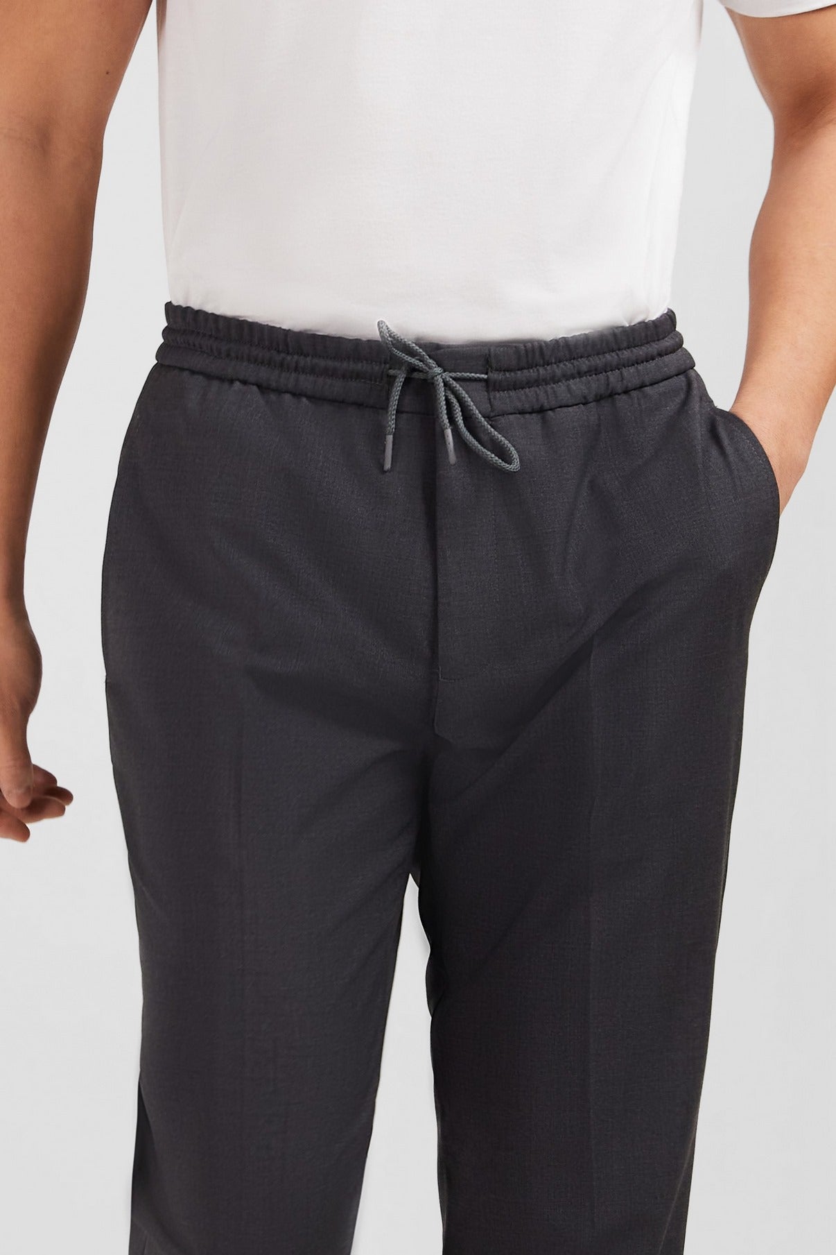Pantalon taille élastiquée gris - Image 5
