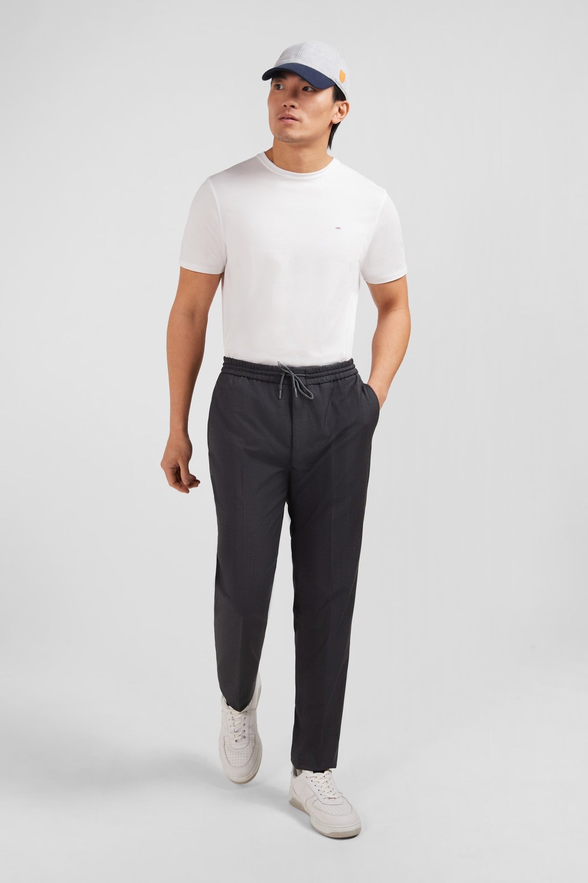 Pantalon taille élastiquée gris - Image 1