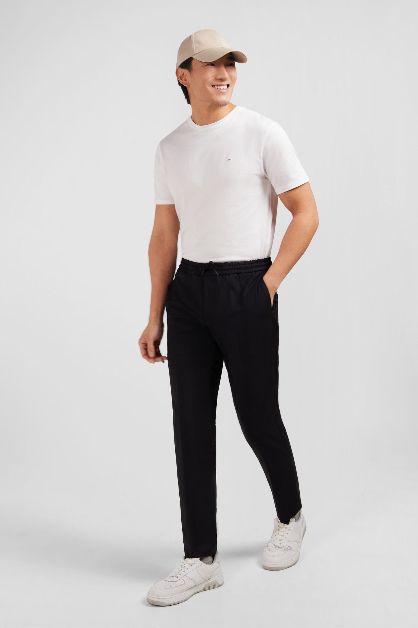 Pantalon taille élastiquée noir - Image 1