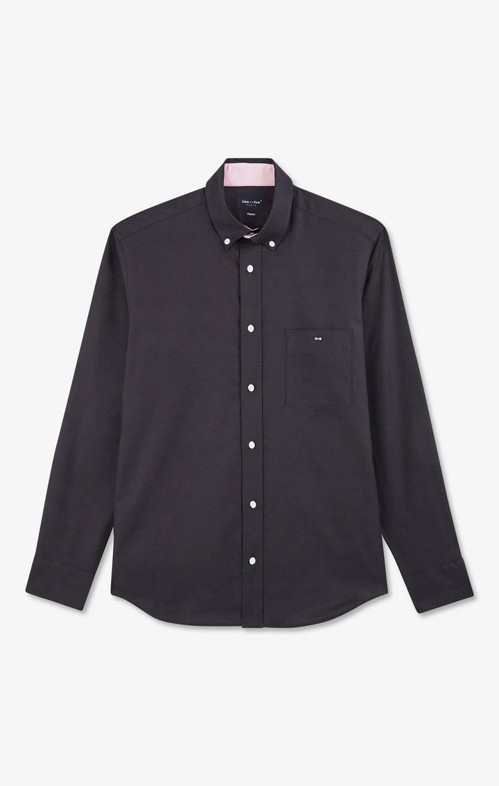 Dark grey plain cotton shirt