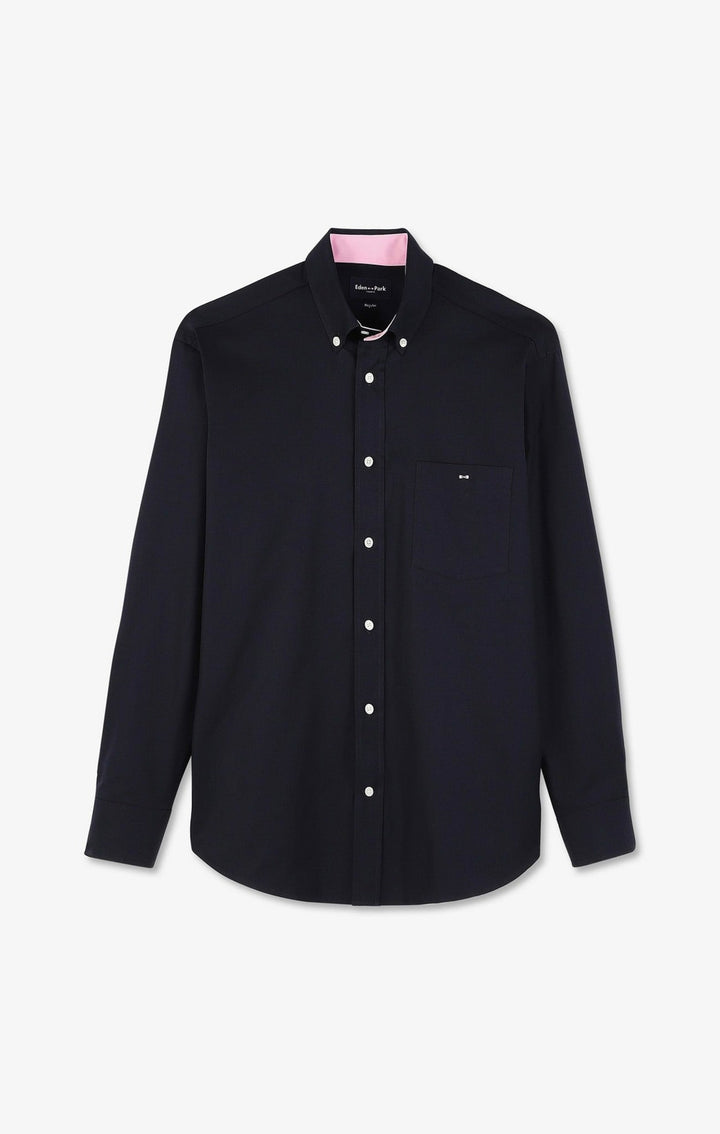 Dark blue cotton twill shirt alt view