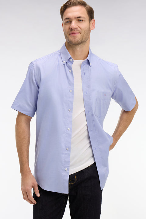 Short sleeved blue cotton shirt - Image 1