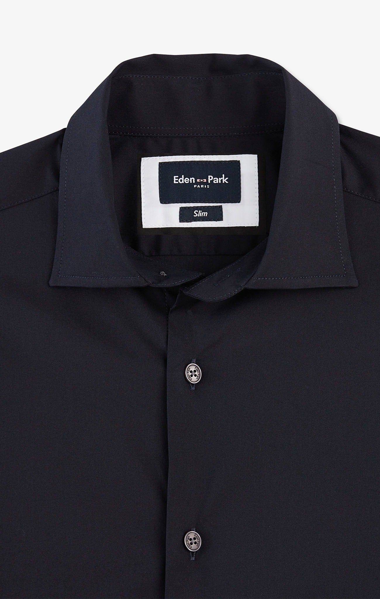 Slim-fit navy shirt in stretch poplin