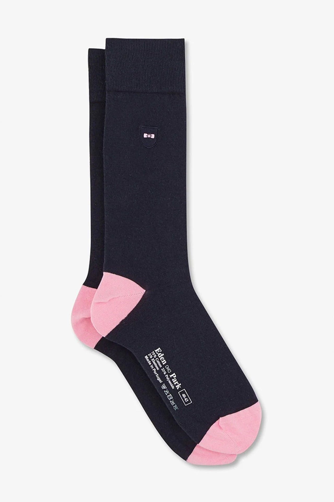 Long navy blue colour-block socks - Image 1