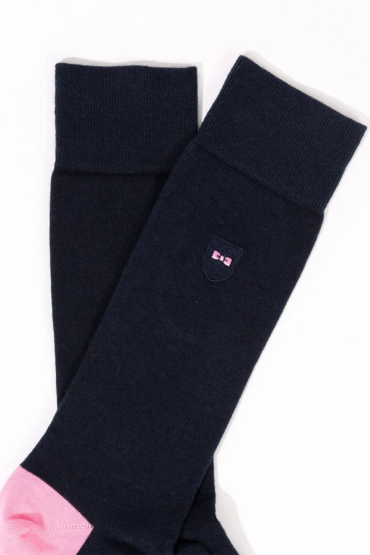 Long navy blue colour-block socks - Image 2