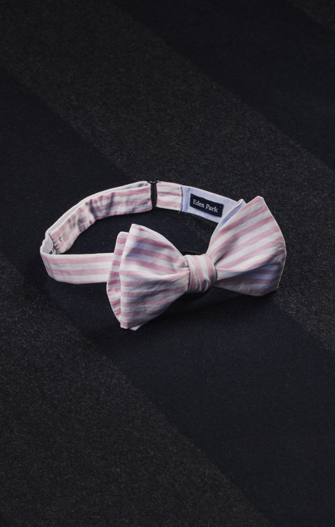 Pap'Atelier upcycled pink and white striped bow tie - Image 2