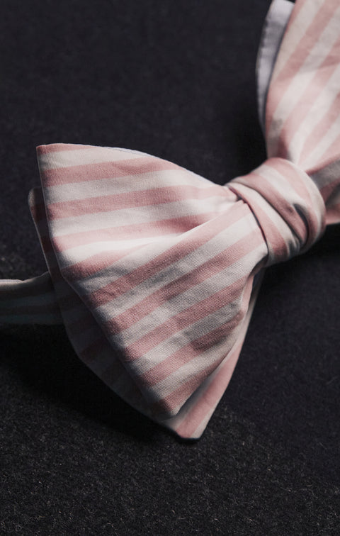 Pap'Atelier upcycled pink and white striped bow tie - Image 3