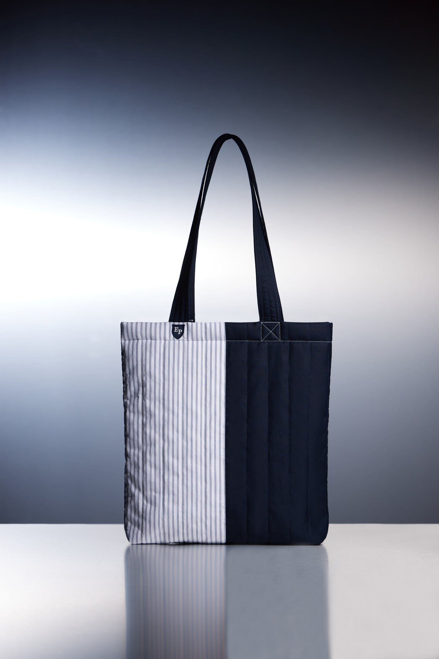 Pap'Atelier upcycled striped cotton patchwork tote bag