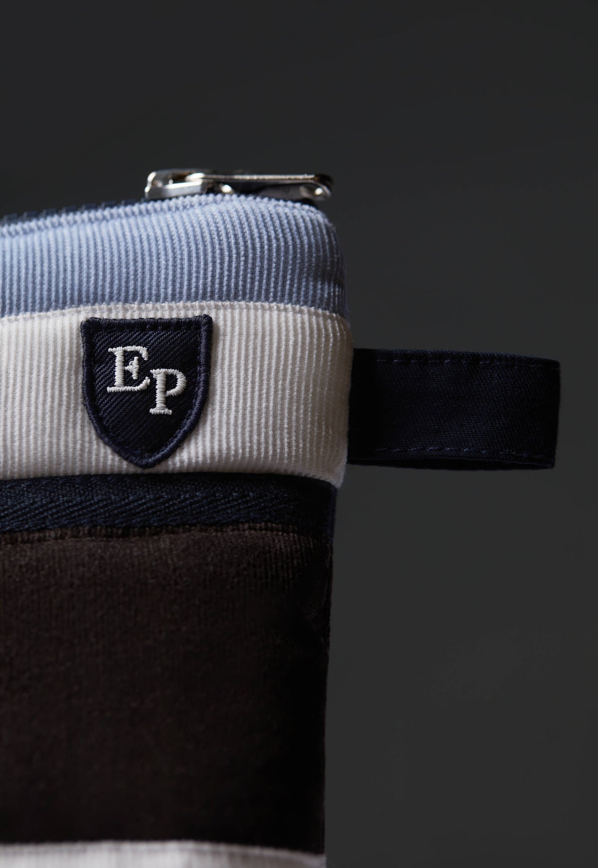 Upcycled striped velvet pouch Pap'Atelier