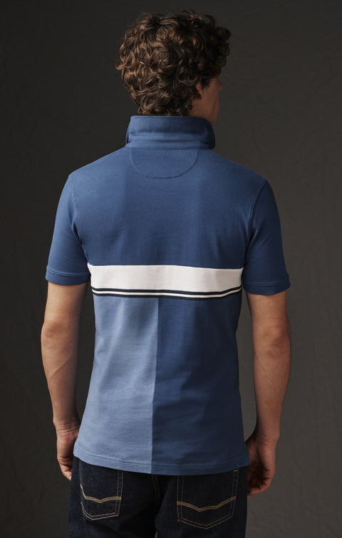 Navy and blue upcycled jersey patchwork jersey Pap'Atelier - Image 2