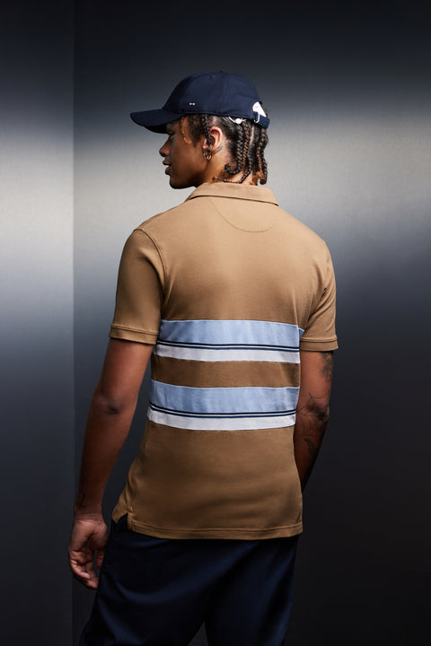 Camel cotton jersey with sky stripes cut and sewn upcycled Pap'Atelier - Image 3