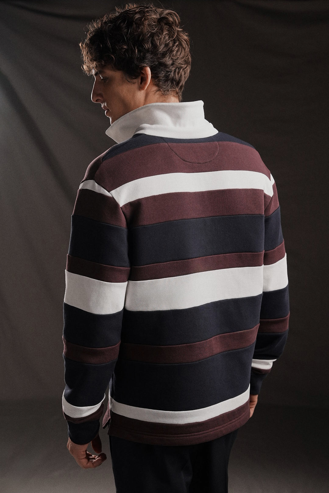 PAP'Atelier sweatshirt-style rugby shirt in burgundy stripes