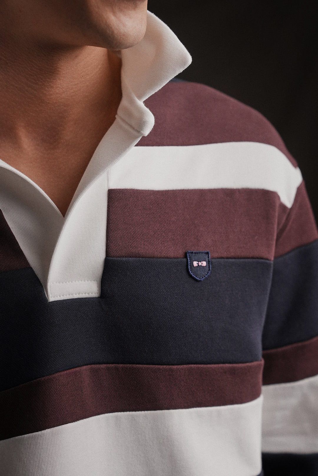 PAP'Atelier sweatshirt-style rugby shirt in burgundy stripes