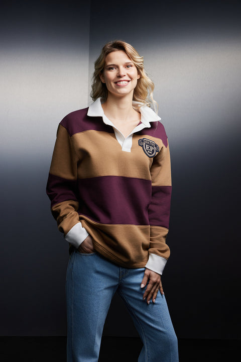 Maillot à rayures rugby bicolore upcyclé Pap'Atelier - Image 2