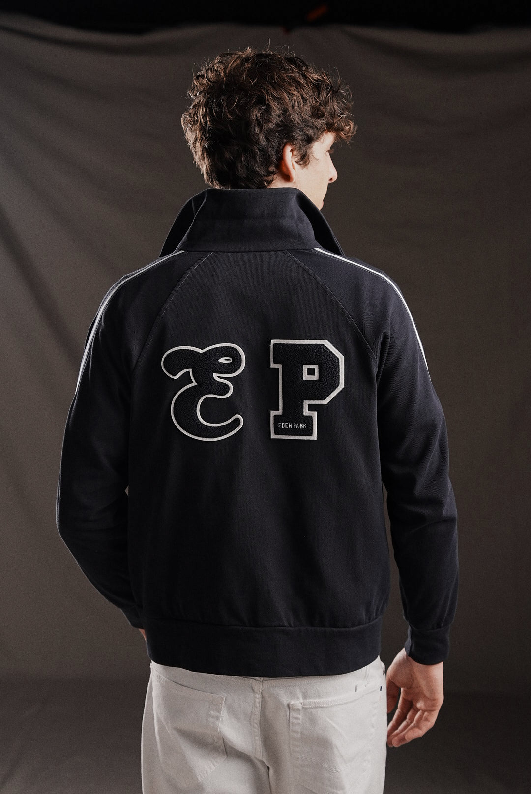 PAP'Atelier navy zip jacket with crest