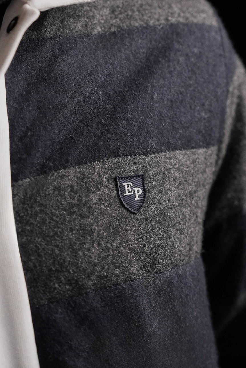 PAP'Atelier quilted jacket in grey and navy stripes