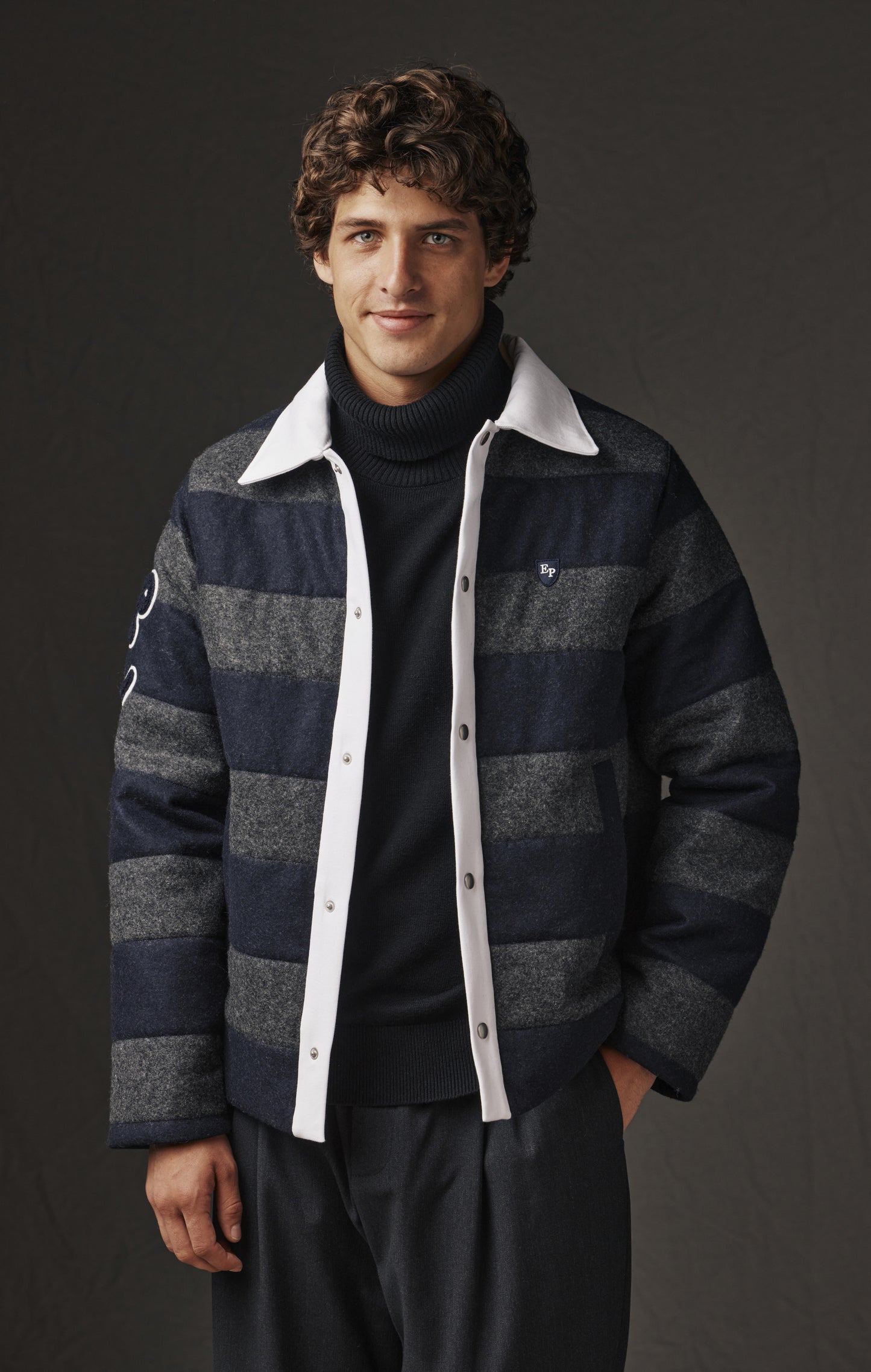 Veste matelassée rayée upcyclée Pap'Atelier